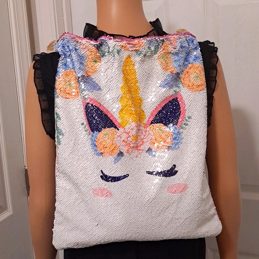 Unicorn Reversible Sequined Drawstring Backpack